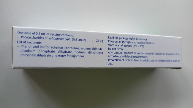 Label on the side of the package in English  Label on the side of the package in English